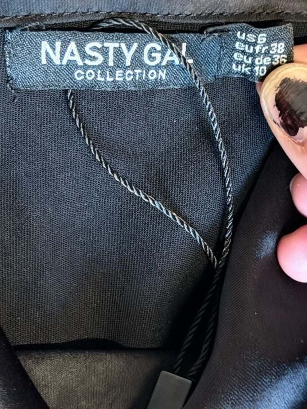 Nasty Gal Black Satin Cowl Neck Mini Slip Dress size 6 - Picture 4 of 5